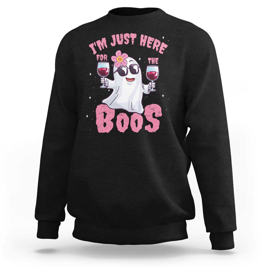 Halloween Women Ghost Cute Funny Sweatshirt I'm Just Here For The Boos - Wonder Print Shop
