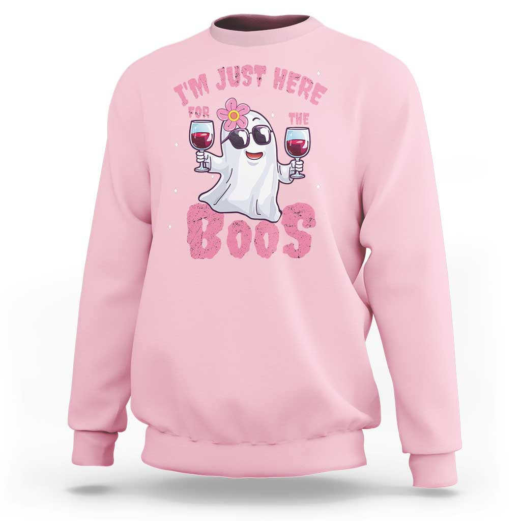 Halloween Women Ghost Cute Funny Sweatshirt I'm Just Here For The Boos - Wonder Print Shop