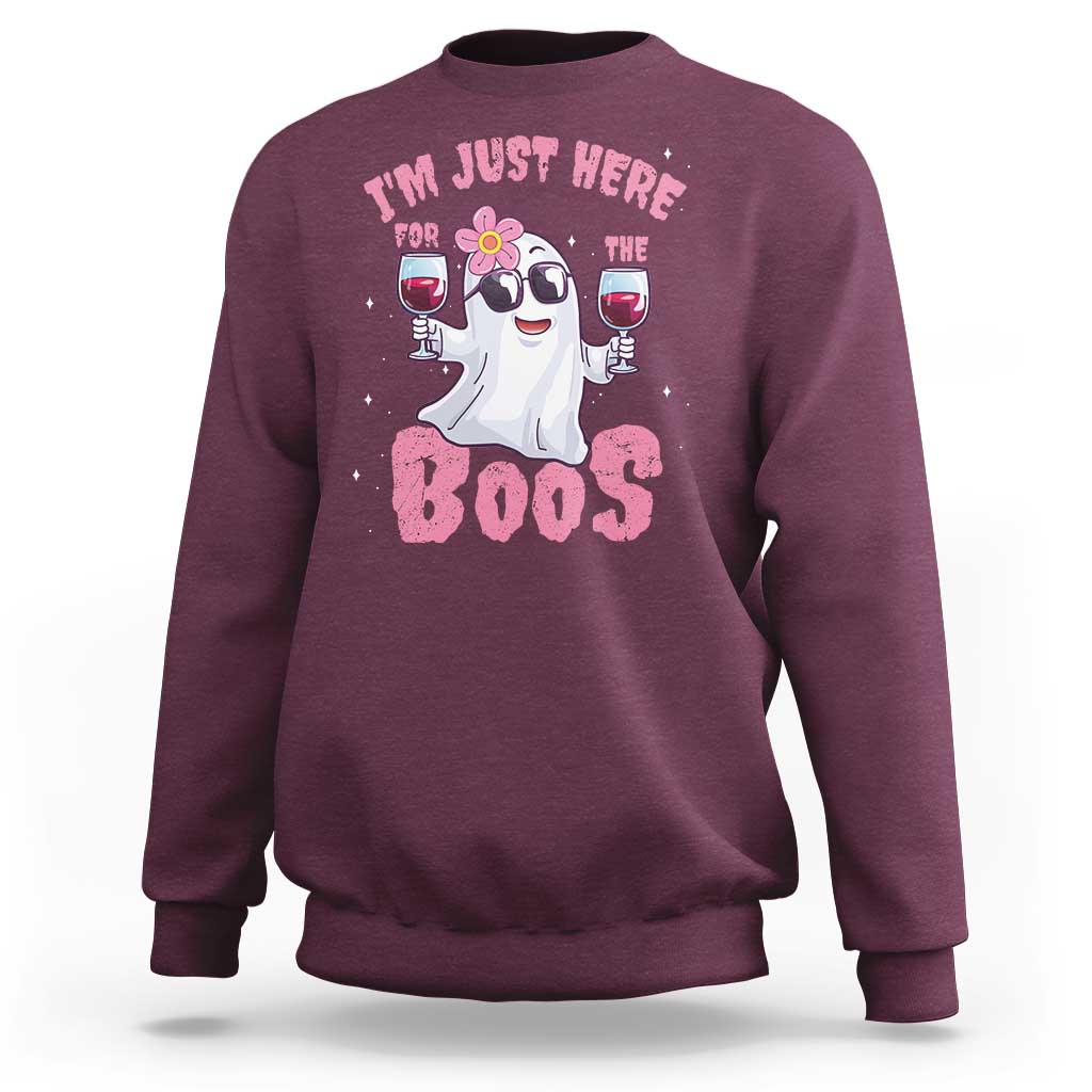 Halloween Women Ghost Cute Funny Sweatshirt I'm Just Here For The Boos - Wonder Print Shop