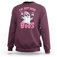 Halloween Women Ghost Cute Funny Sweatshirt I'm Just Here For The Boos - Wonder Print Shop