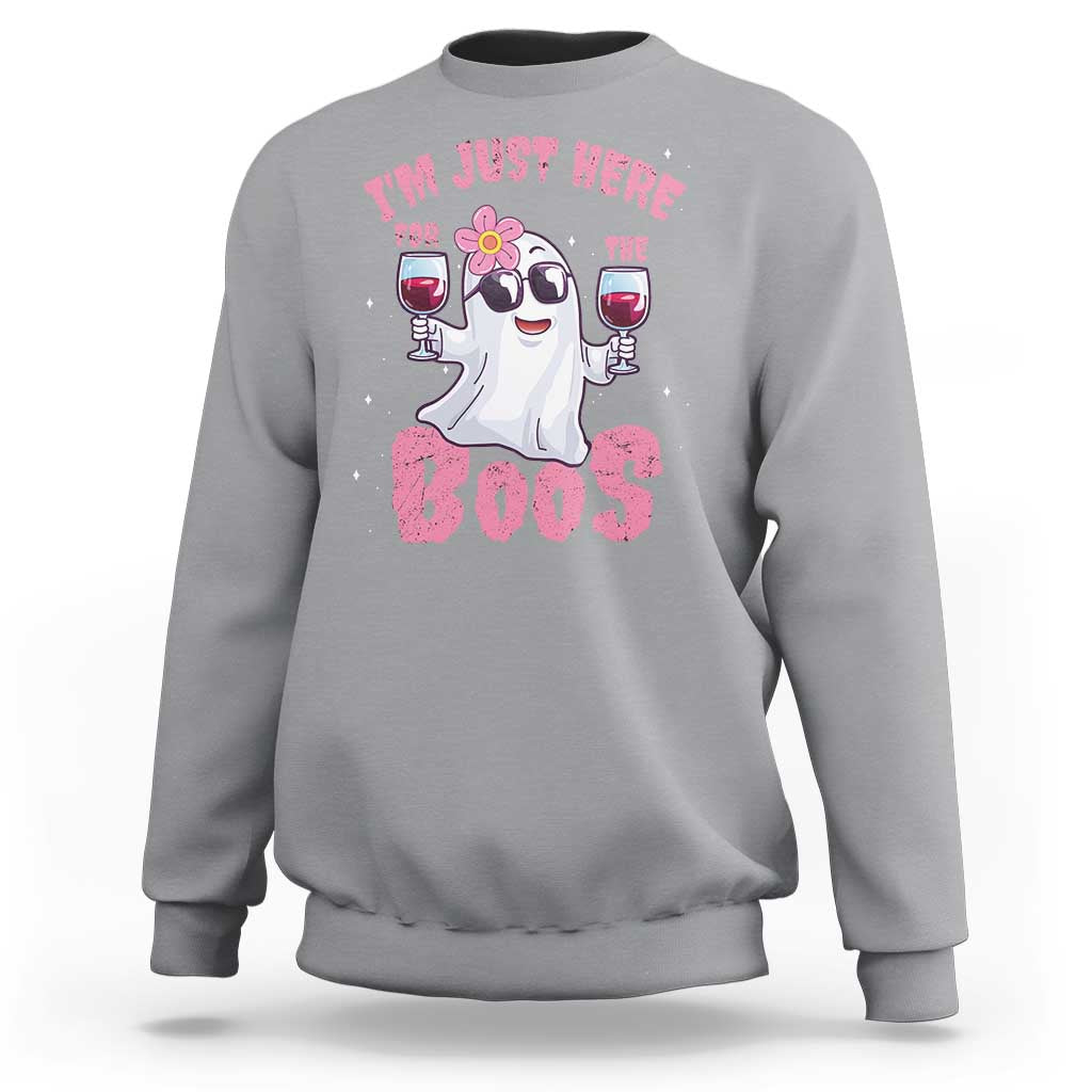 Halloween Women Ghost Cute Funny Sweatshirt I'm Just Here For The Boos - Wonder Print Shop