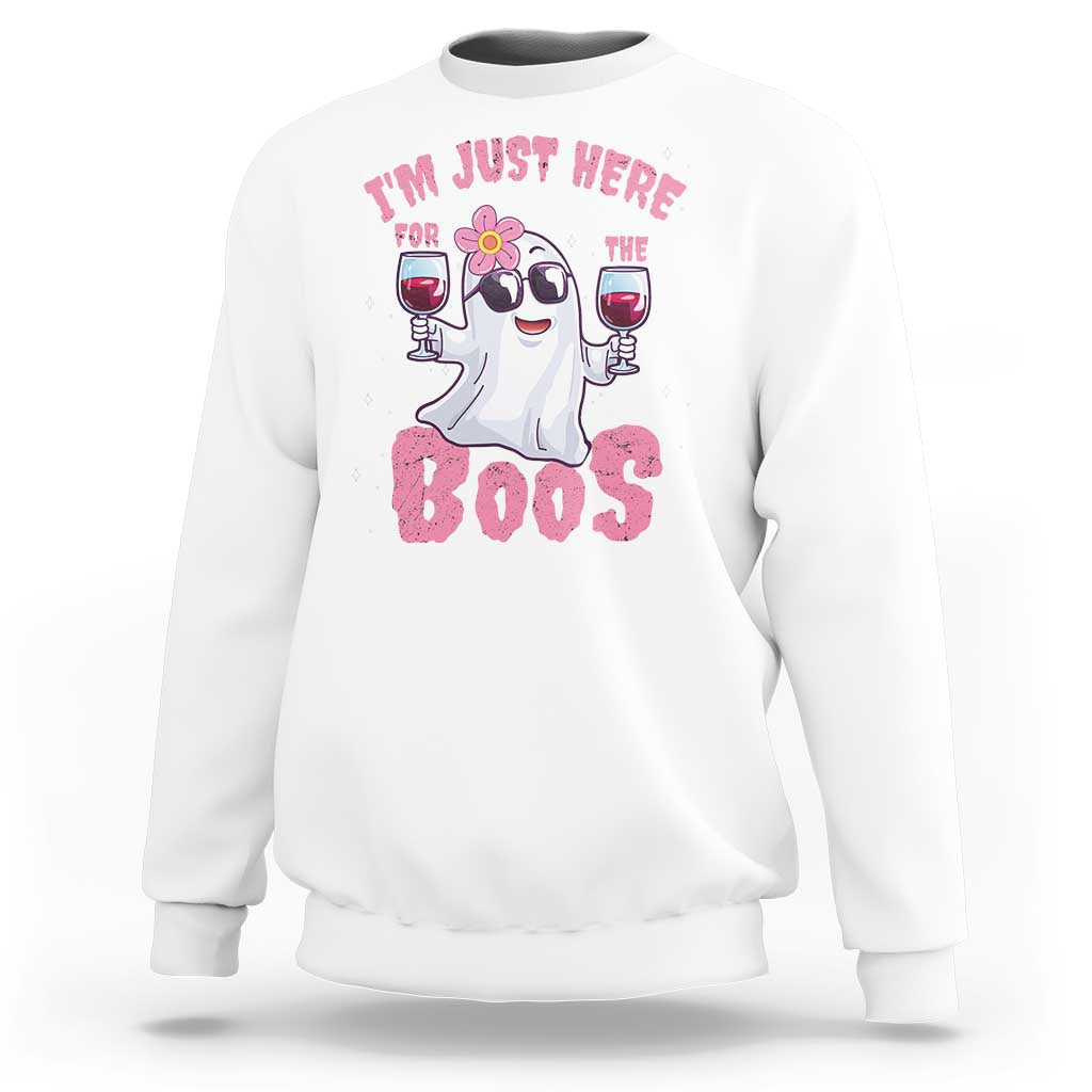 Halloween Women Ghost Cute Funny Sweatshirt I'm Just Here For The Boos - Wonder Print Shop