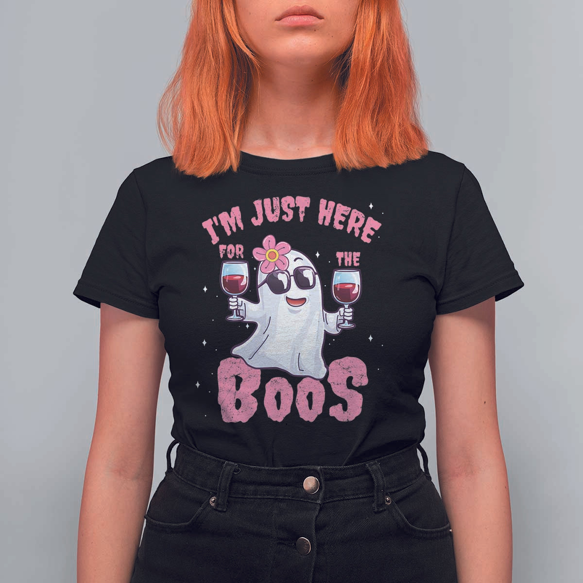 Halloween Women Ghost Cute Funny T Shirt For Women I'm Just Here For The Boos - Wonder Print Shop