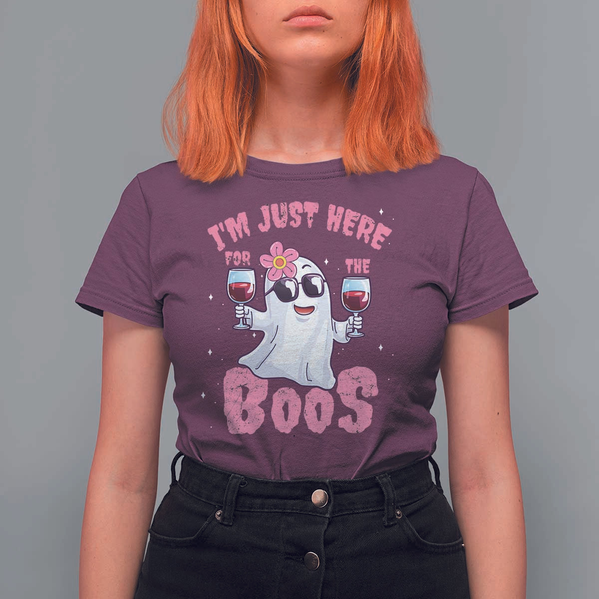 Halloween Women Ghost Cute Funny T Shirt For Women I'm Just Here For The Boos - Wonder Print Shop