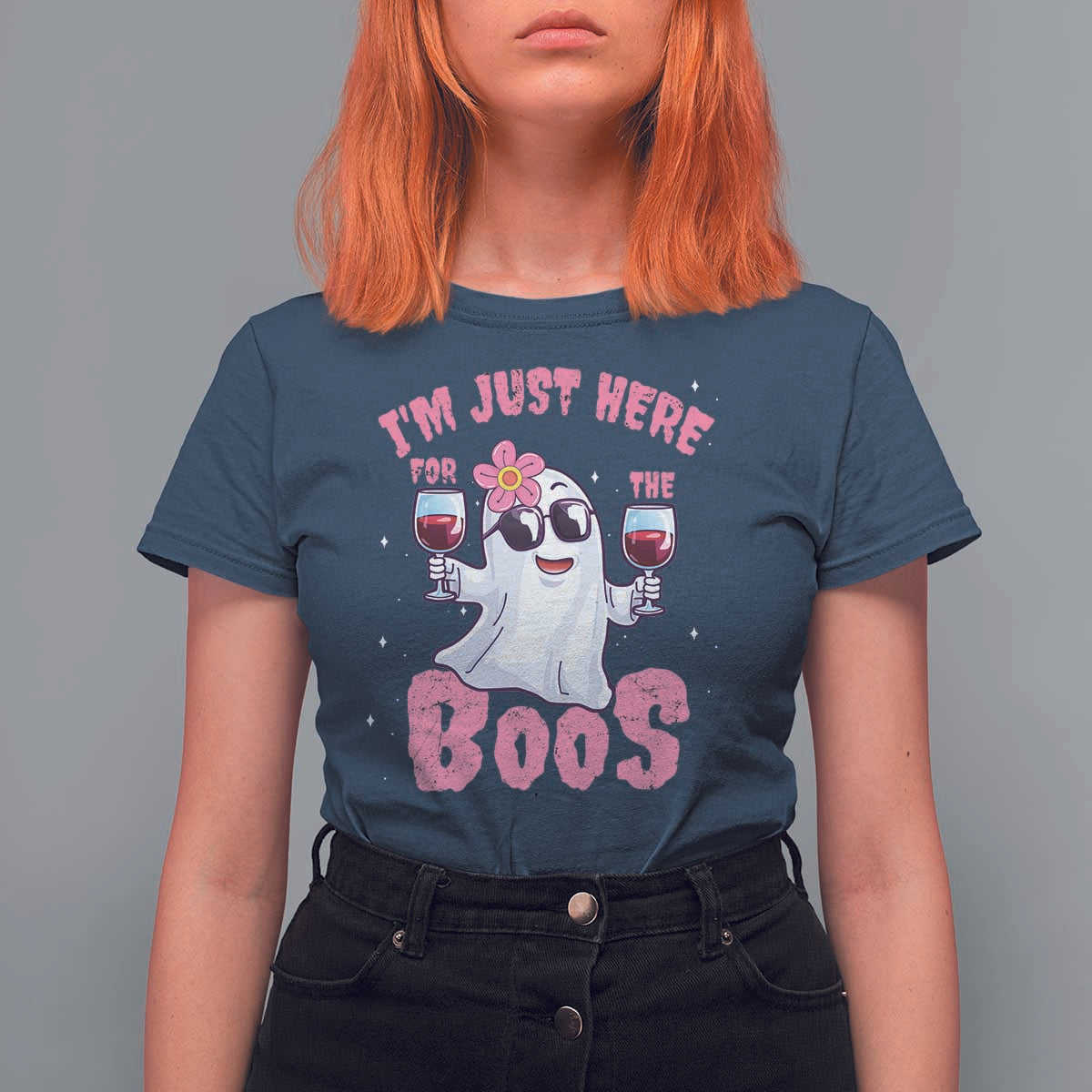 Halloween Women Ghost Cute Funny T Shirt For Women I'm Just Here For The Boos - Wonder Print Shop