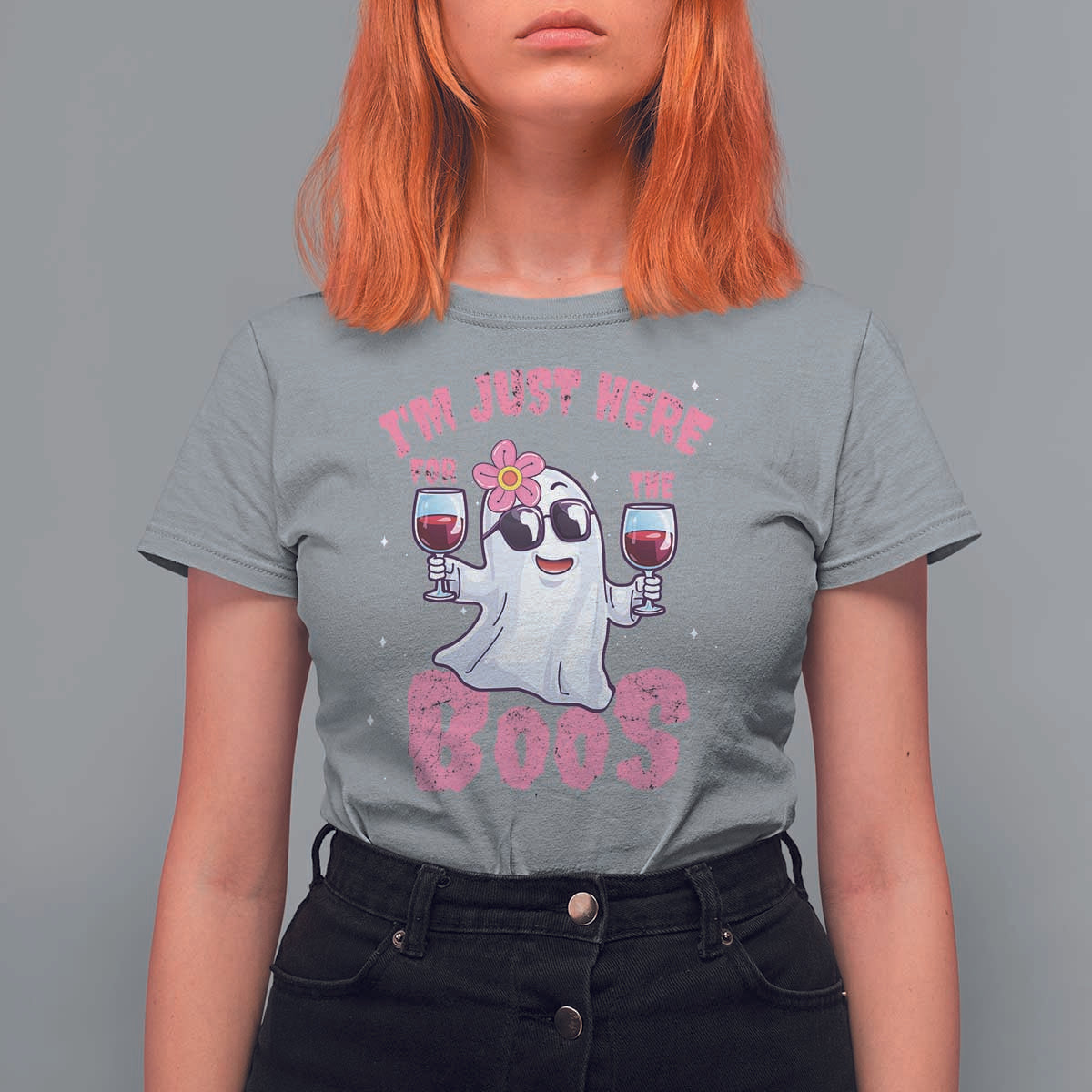 Halloween Women Ghost Cute Funny T Shirt For Women I'm Just Here For The Boos - Wonder Print Shop