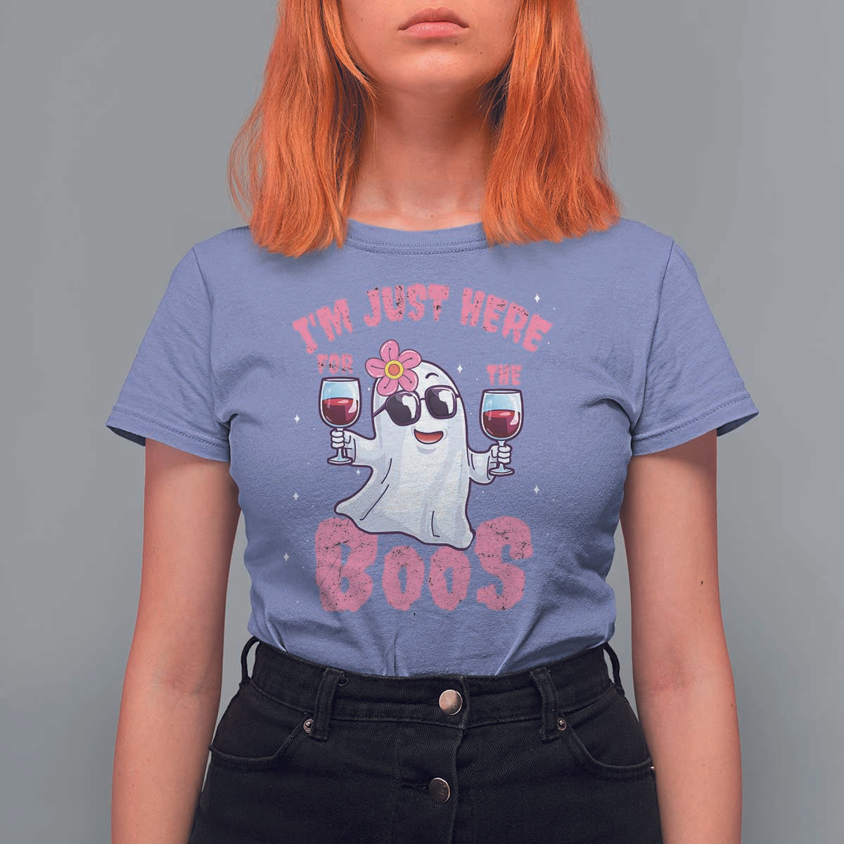 Halloween Women Ghost Cute Funny T Shirt For Women I'm Just Here For The Boos - Wonder Print Shop