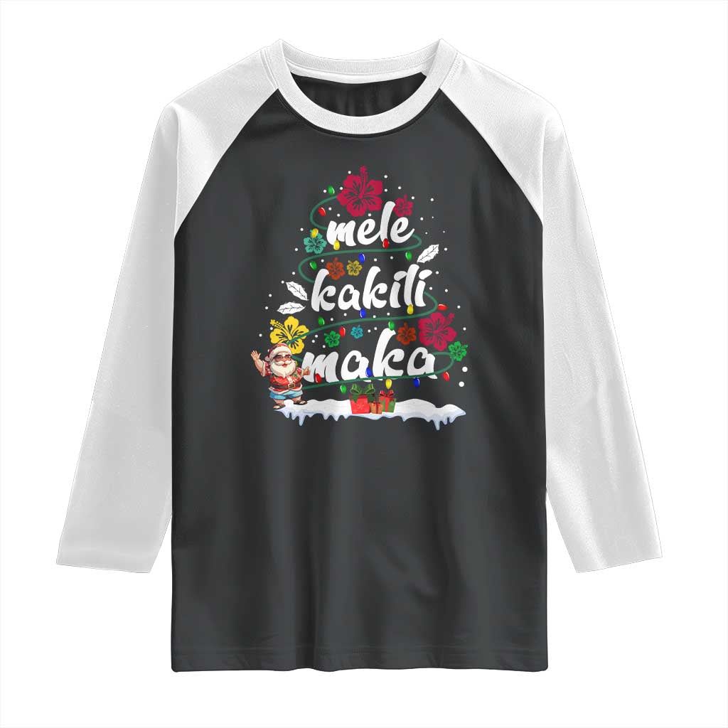 Hawaiian Christmas Tree Raglan Shirt Mele Kalikimaka Beach Family Vacation Xmas Hawaii Santa