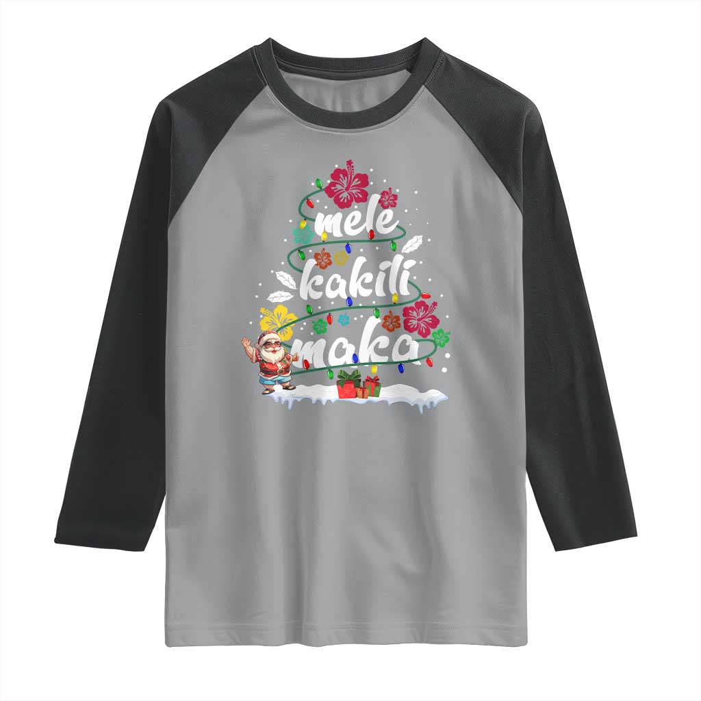 Hawaiian Christmas Tree Raglan Shirt Mele Kalikimaka Beach Family Vacation Xmas Hawaii Santa