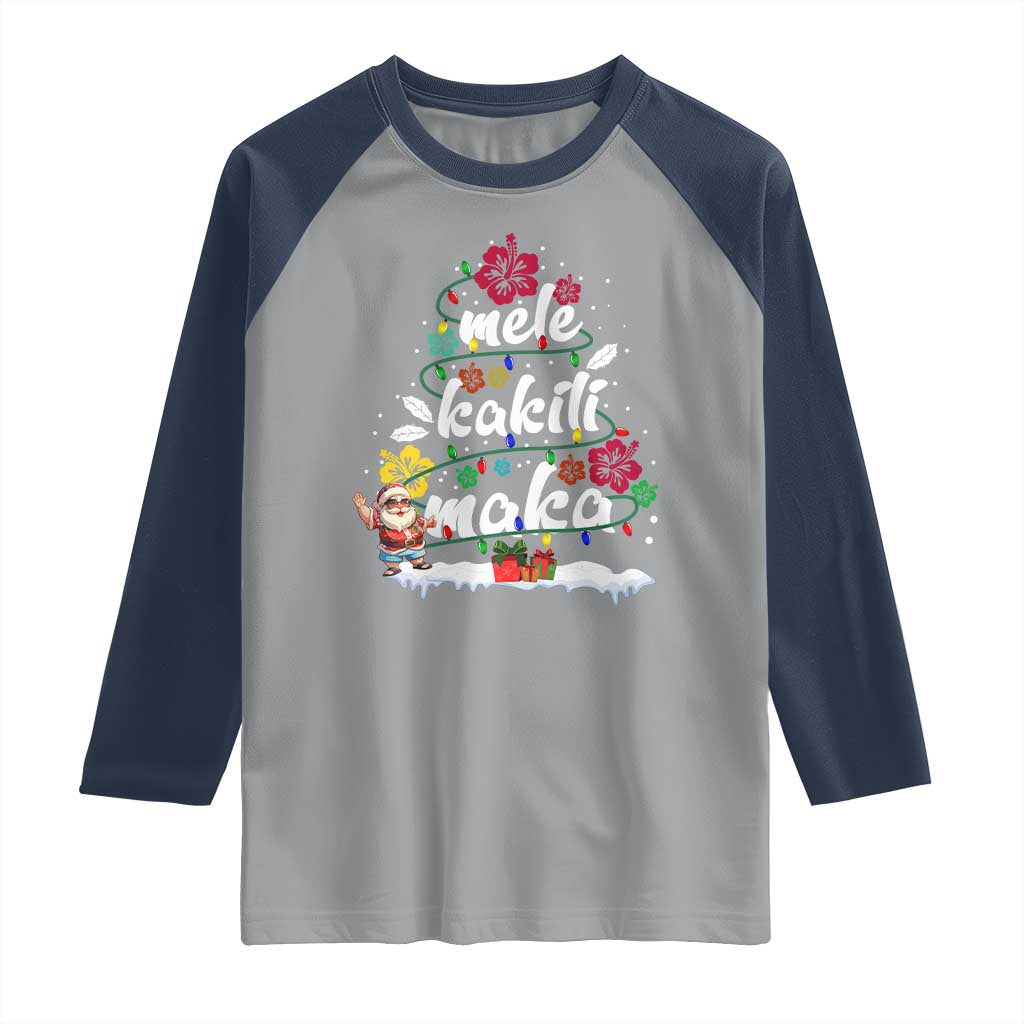 Hawaiian Christmas Tree Raglan Shirt Mele Kalikimaka Beach Family Vacation Xmas Hawaii Santa