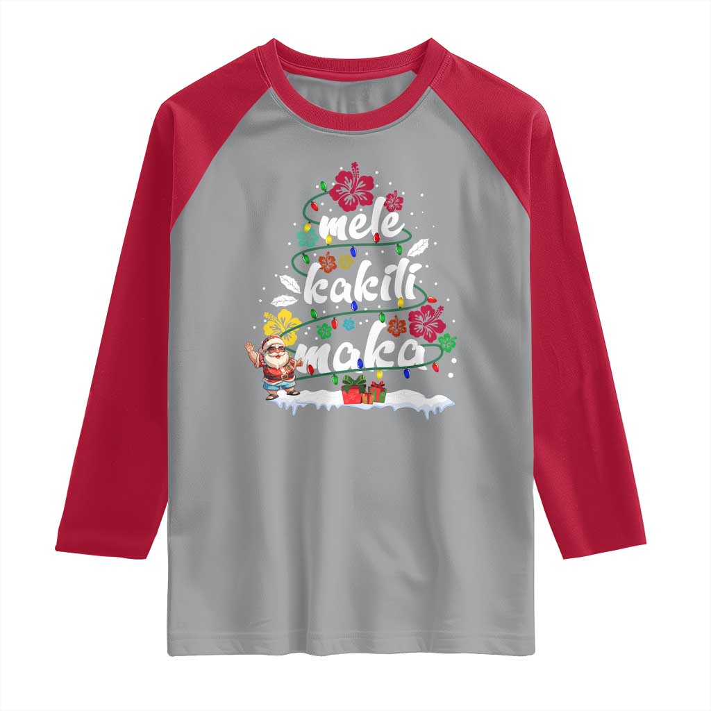Hawaiian Christmas Tree Raglan Shirt Mele Kalikimaka Beach Family Vacation Xmas Hawaii Santa