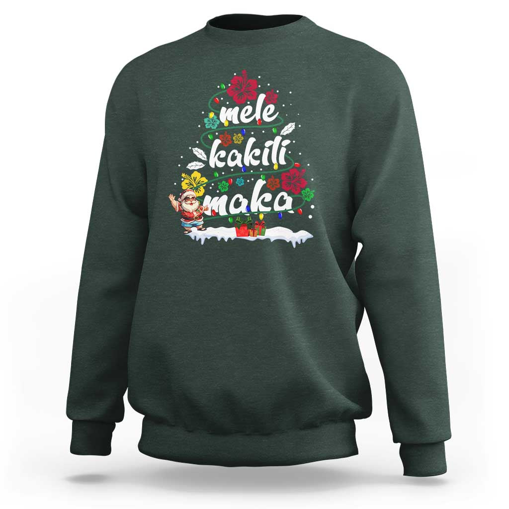 Hawaiian Christmas Tree Sweatshirt Mele Kalikimaka Beach Family Vacation Xmas Hawaii Santa - Wonder Print Shop