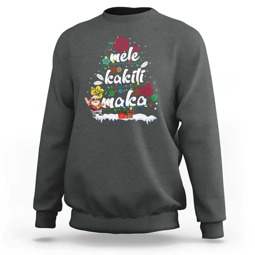 Hawaiian Christmas Tree Sweatshirt Mele Kalikimaka Beach Family Vacation Xmas Hawaii Santa - Wonder Print Shop
