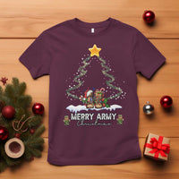 Merry Army Christmas T Shirt Military Family Veteran Xmas Gift Camo Boots - Wonder Print Shop