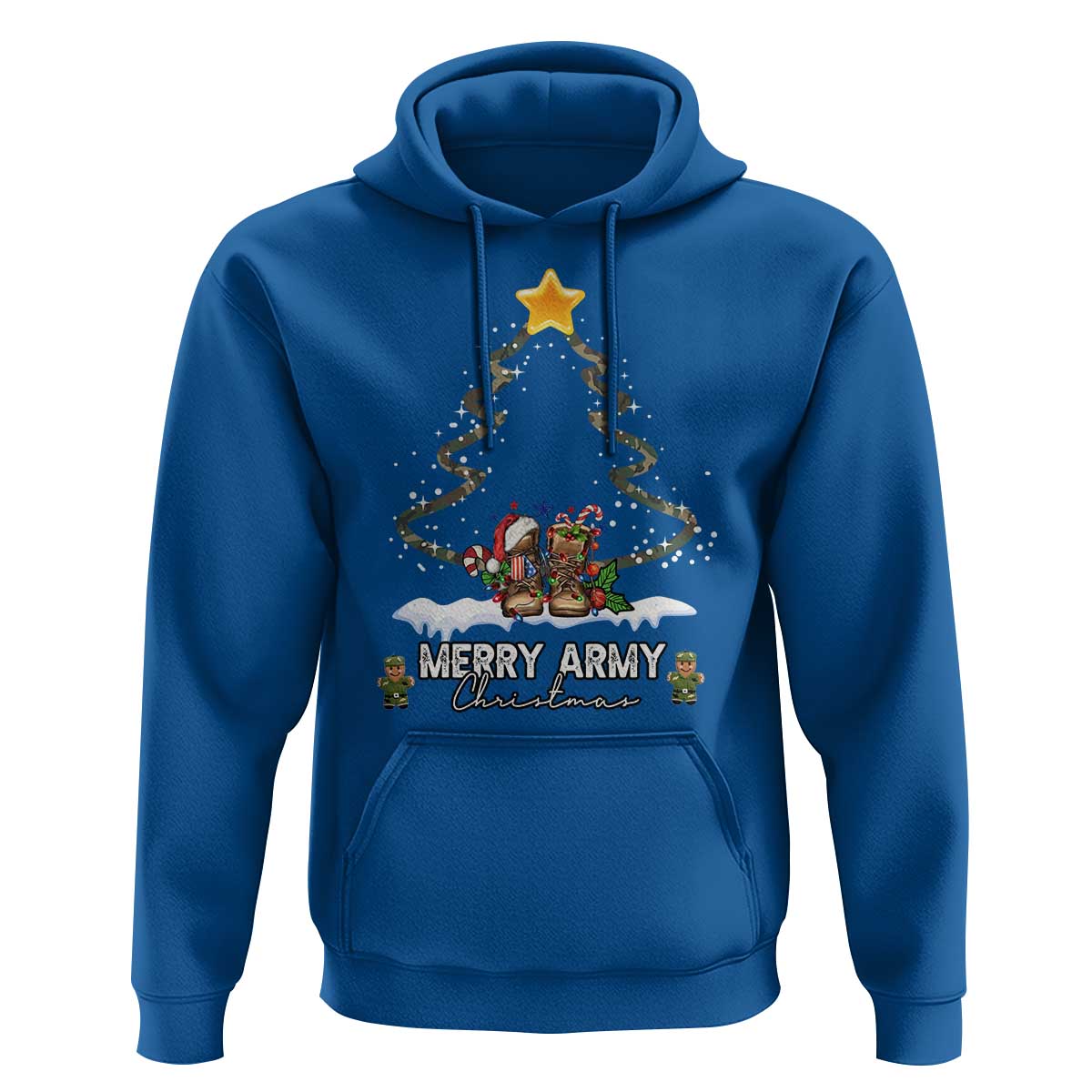 Merry Army Christmas Hoodie Military Family Veteran Xmas Gift Camo Boots