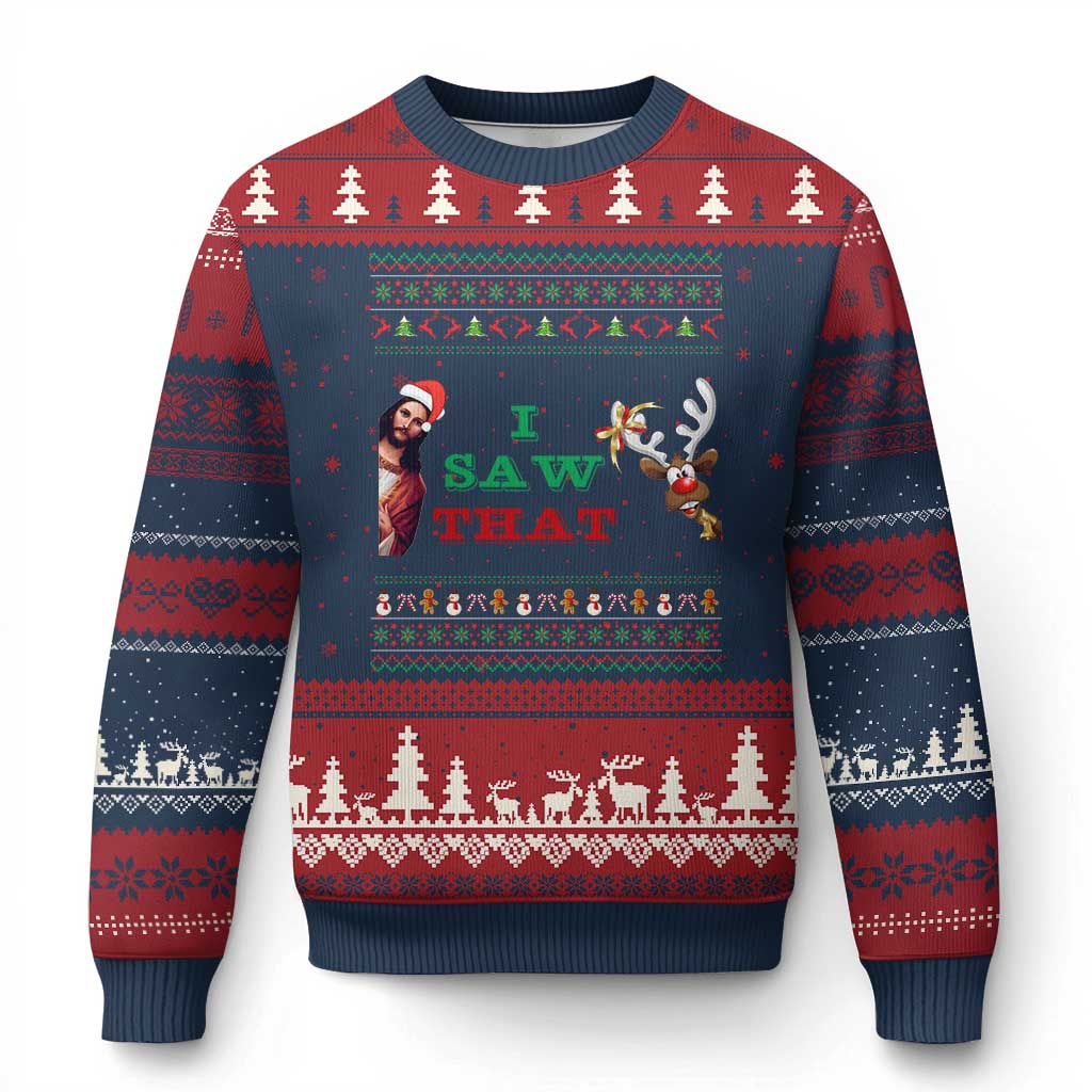 Jesus I Saw That Meme Ugly Christmas Sweater Funny Ugly Xmas Religious Christian - Wonder Print Shop