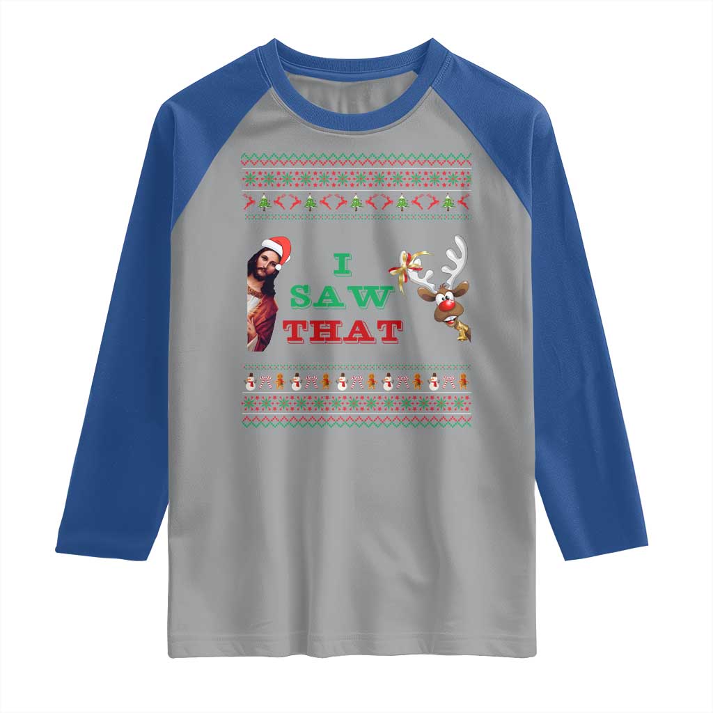 Jesus I Saw That Meme Raglan Shirt Funny Ugly Christmas Religious Christian - Wonder Print Shop