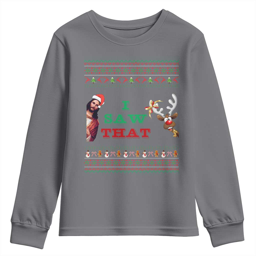 Jesus I Saw That Meme Youth Sweatshirt Funny Ugly Christmas Religious Christian - Wonder Print Shop