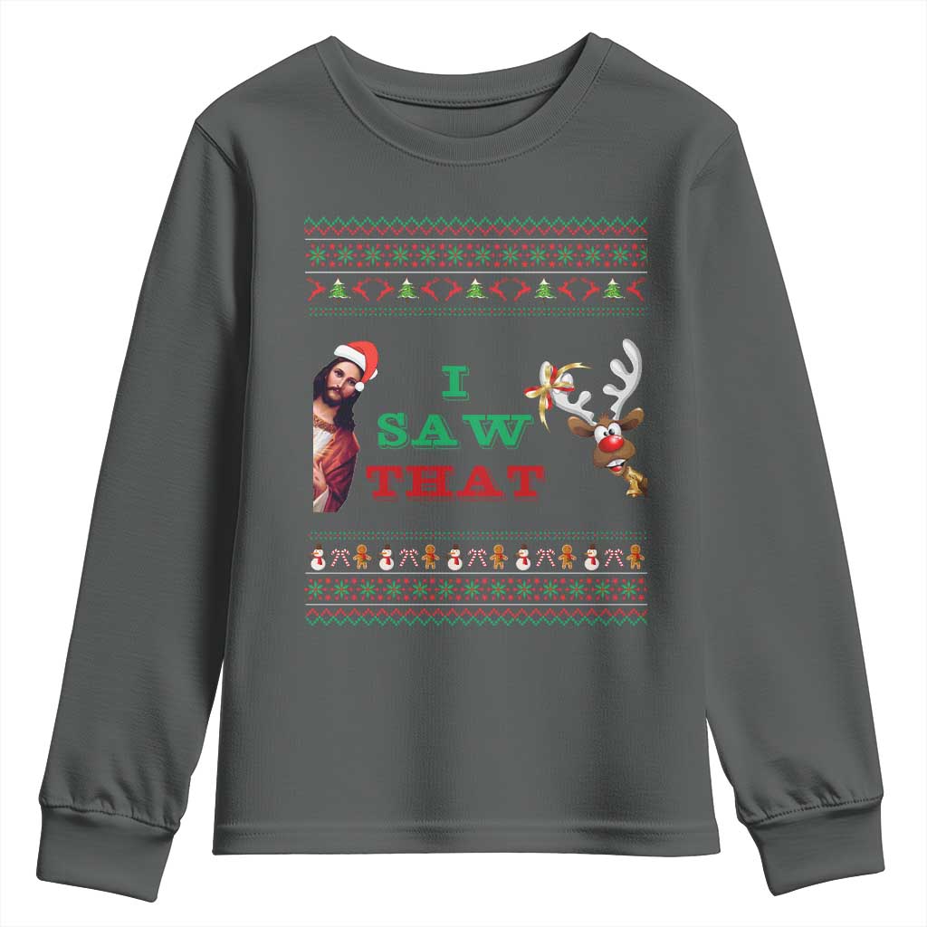 Jesus I Saw That Meme Youth Sweatshirt Funny Ugly Christmas Religious Christian - Wonder Print Shop