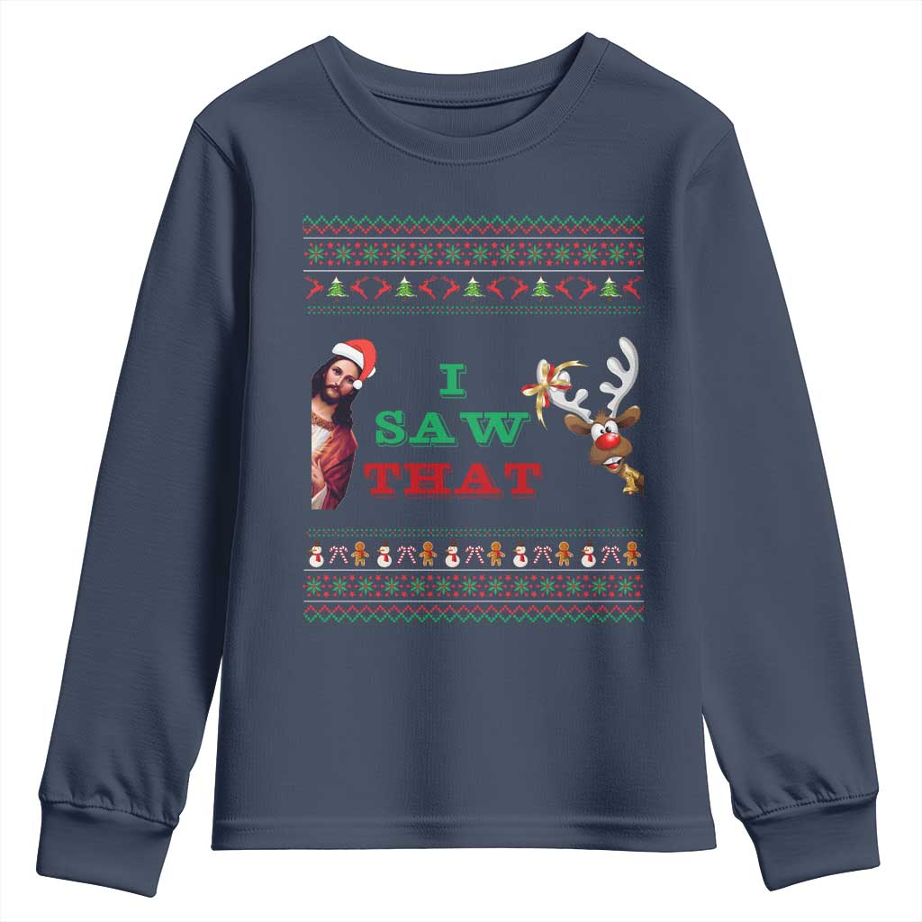 Jesus I Saw That Meme Youth Sweatshirt Funny Ugly Christmas Religious Christian - Wonder Print Shop