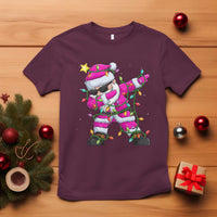 Dabbing Santa T Shirt Xmas Lights Pink Christmas Gifts - Wonder Print Shop