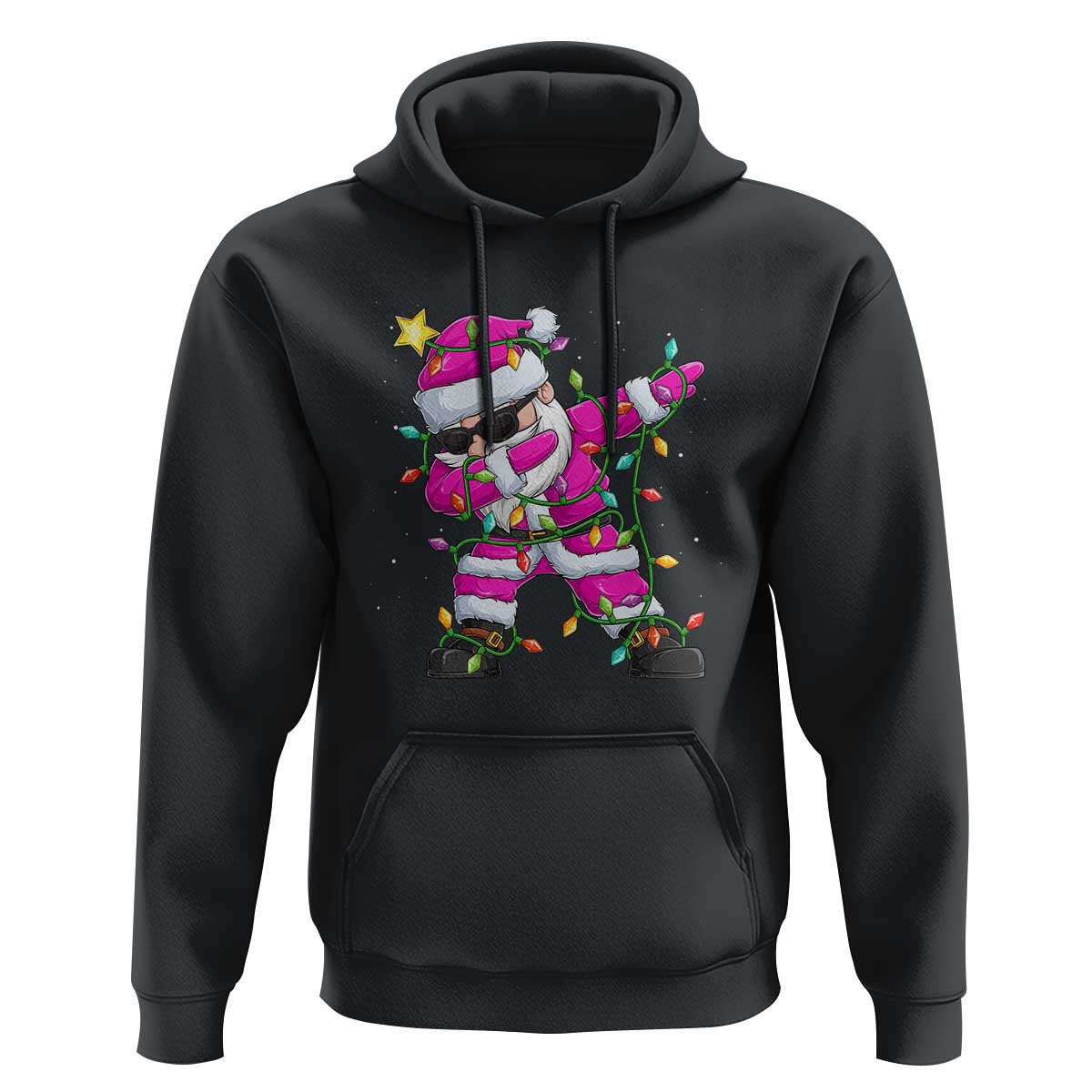 Dabbing Santa Hoodie Xmas Lights Pink Christmas Gifts