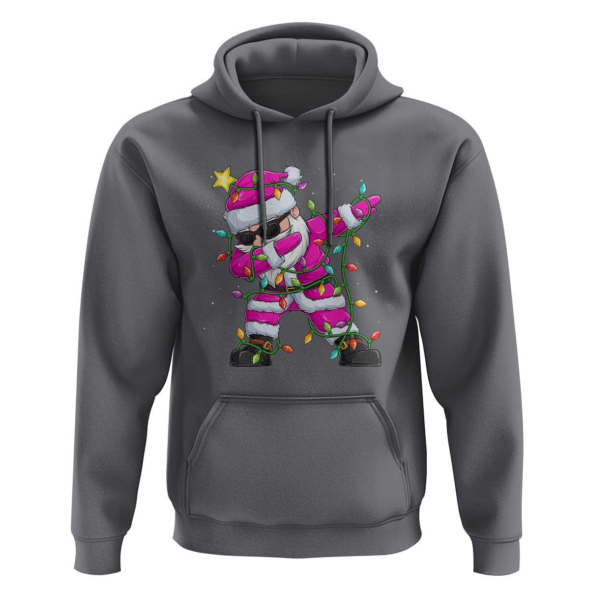 Dabbing Santa Hoodie Xmas Lights Pink Christmas Gifts