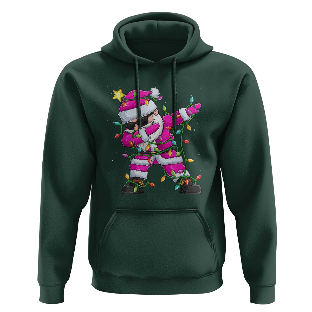 Dabbing Santa Hoodie Xmas Lights Pink Christmas Gifts