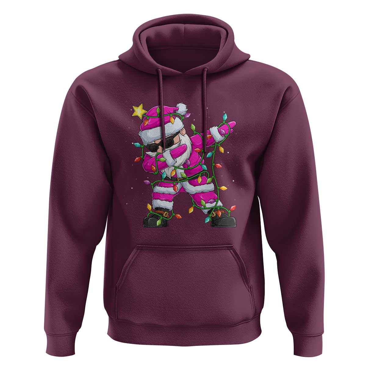 Dabbing Santa Hoodie Xmas Lights Pink Christmas Gifts