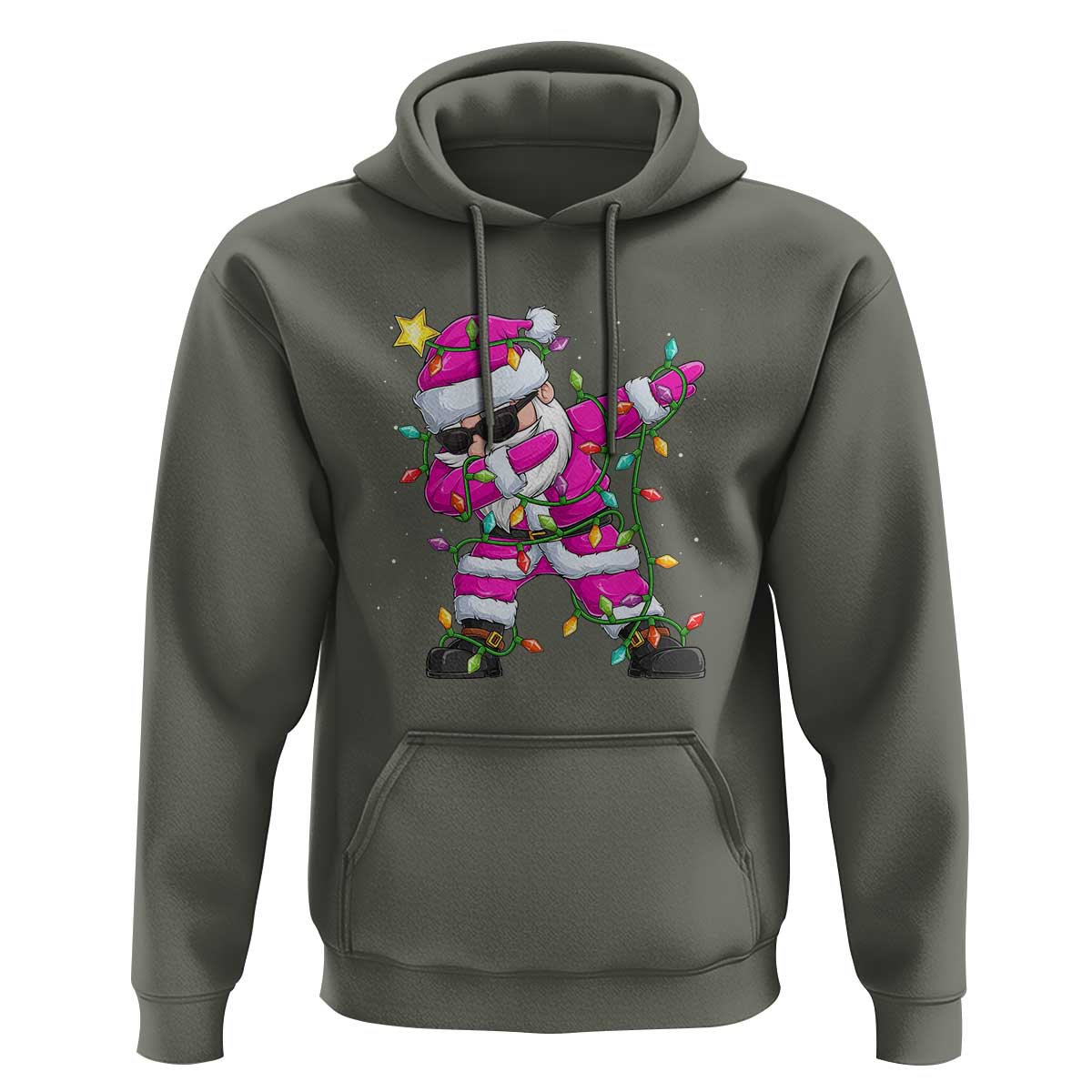 Dabbing Santa Hoodie Xmas Lights Pink Christmas Gifts