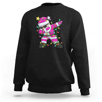Dabbing Santa Sweatshirt Xmas Lights Pink Christmas Gifts - Wonder Print Shop