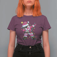 Dabbing Santa T Shirt For Women Xmas Lights Pink Christmas Gifts - Wonder Print Shop