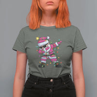 Dabbing Santa T Shirt For Women Xmas Lights Pink Christmas Gifts - Wonder Print Shop