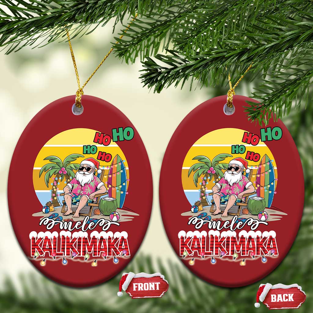 Mele Kalikimaka Hawaiian Christmas Ornament Hawaii Santa Xmas Family Beach Vacation - Wonder Print Shop
