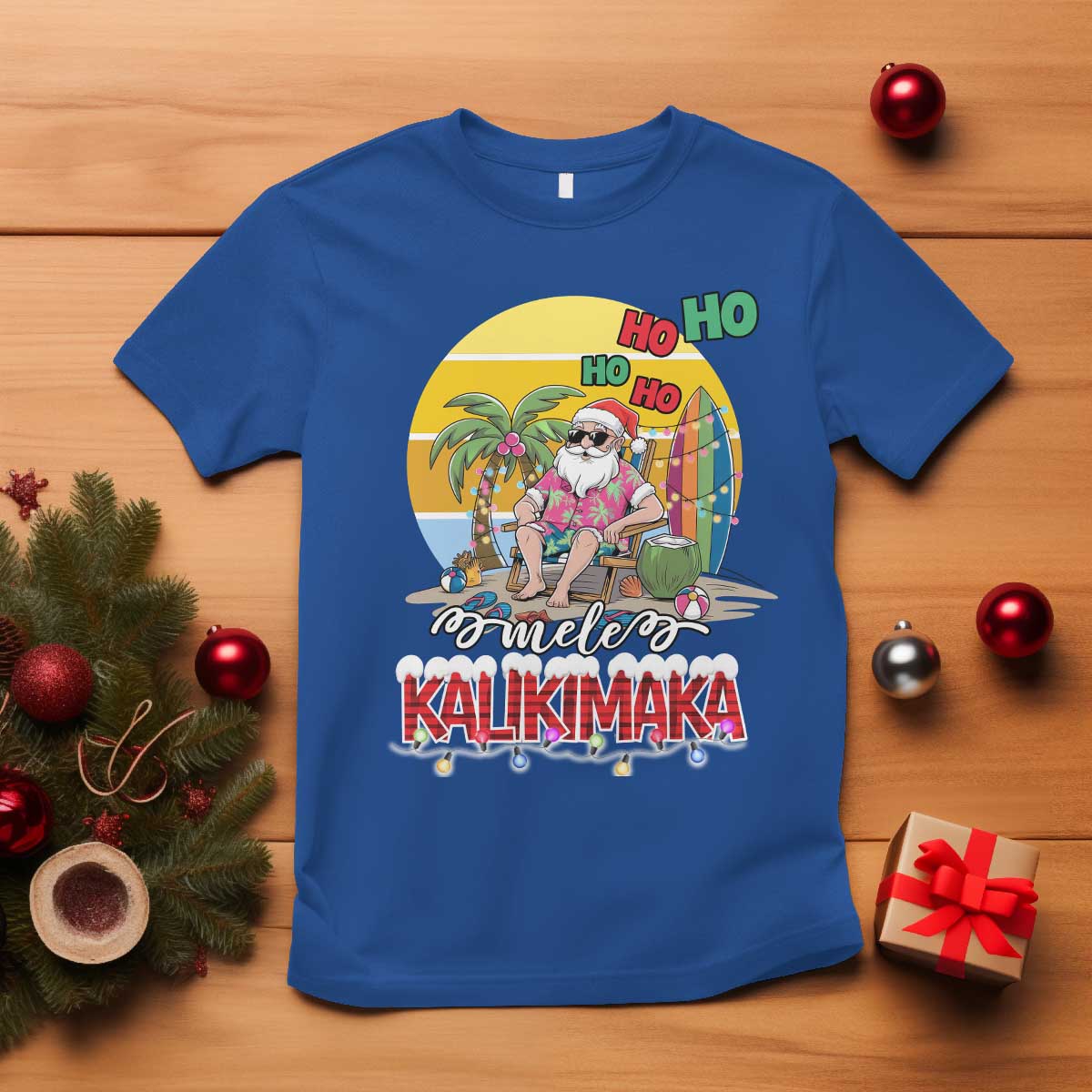 Mele Kalikimaka Hawaiian Christmas In July Hawaii Santa T Shirt Xmas Family Beach Vacation - Wonder Print Shop