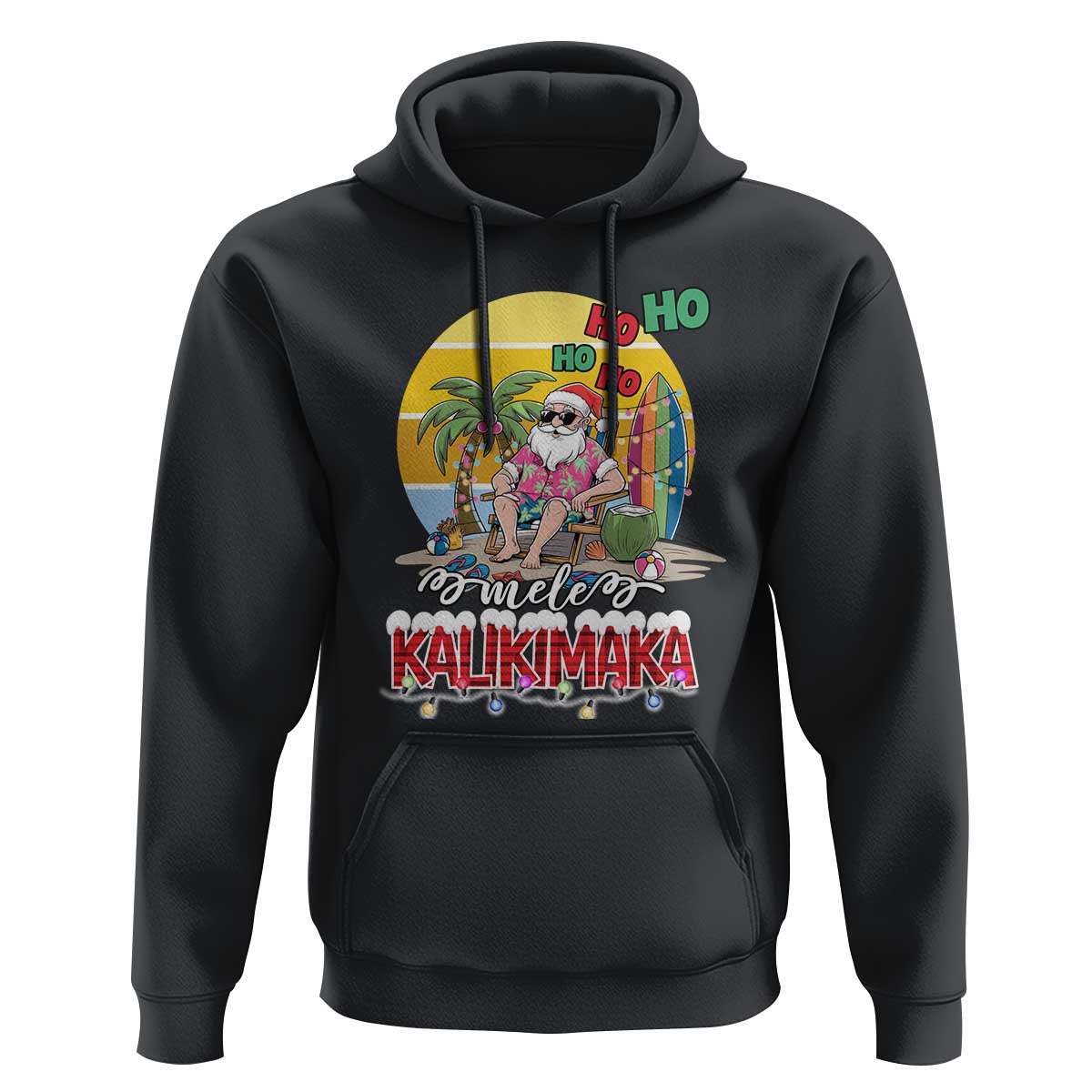 Mele Kalikimaka Hawaiian Christmas In July Hawaii Santa Hoodie Xmas Family Beach Vacation