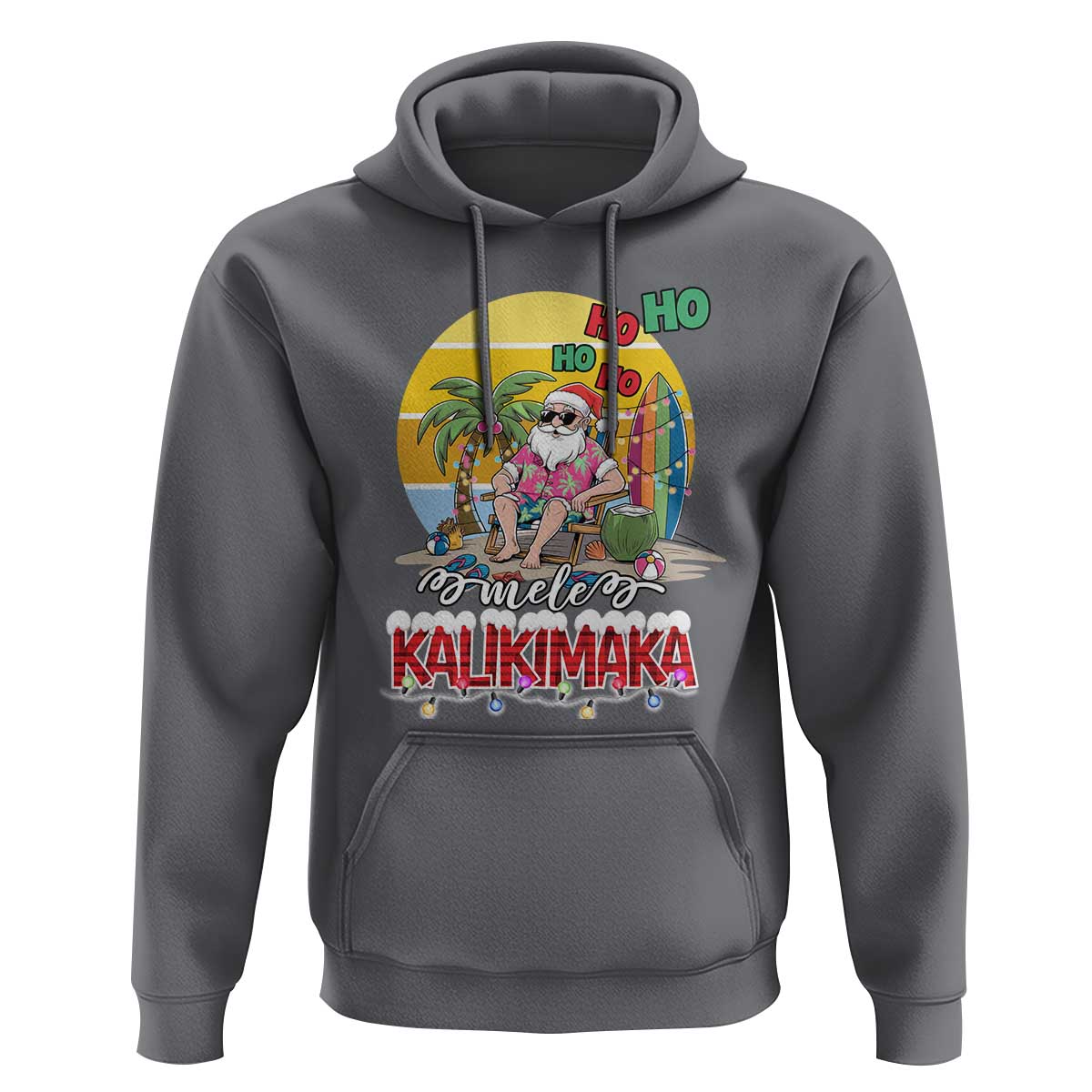 Mele Kalikimaka Hawaiian Christmas In July Hawaii Santa Hoodie Xmas Family Beach Vacation