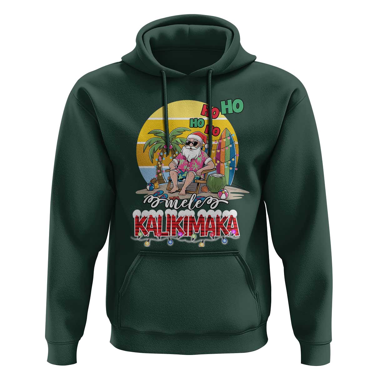 Mele Kalikimaka Hawaiian Christmas In July Hawaii Santa Hoodie Xmas Family Beach Vacation