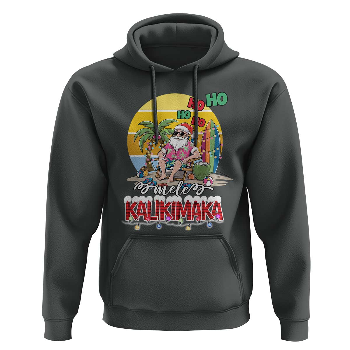 Mele Kalikimaka Hawaiian Christmas In July Hawaii Santa Hoodie Xmas Family Beach Vacation