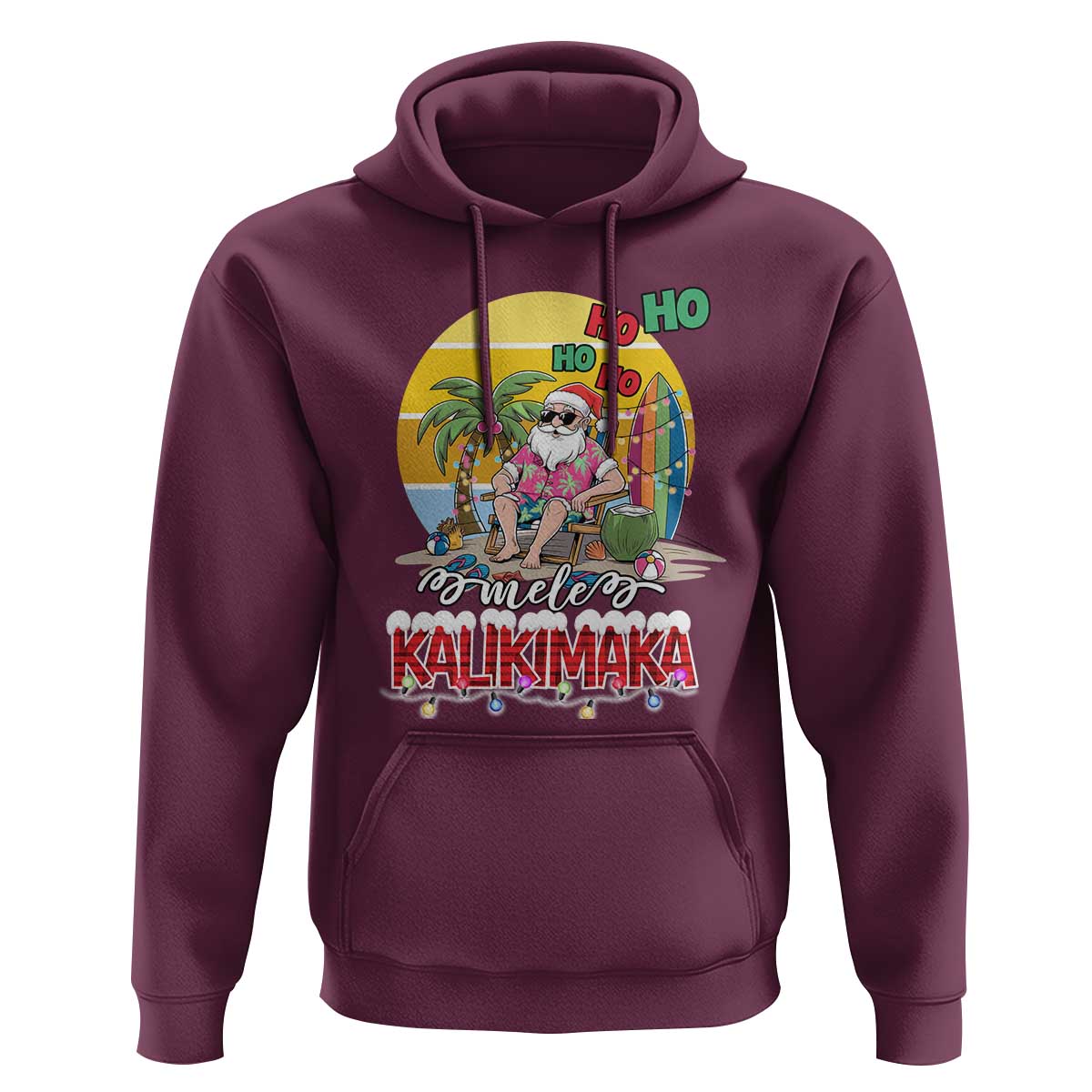 Mele Kalikimaka Hawaiian Christmas In July Hawaii Santa Hoodie Xmas Family Beach Vacation