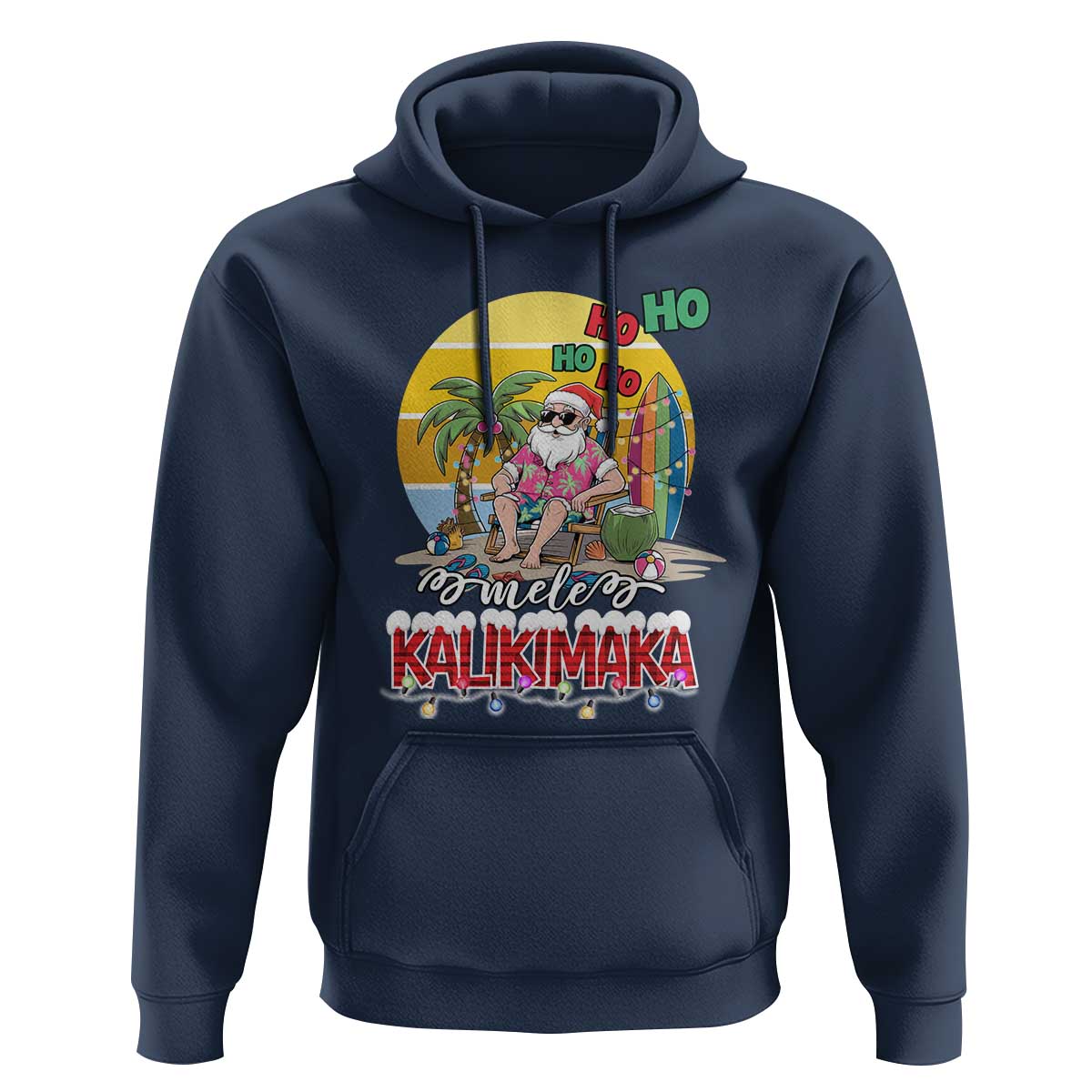 Mele Kalikimaka Hawaiian Christmas In July Hawaii Santa Hoodie Xmas Family Beach Vacation
