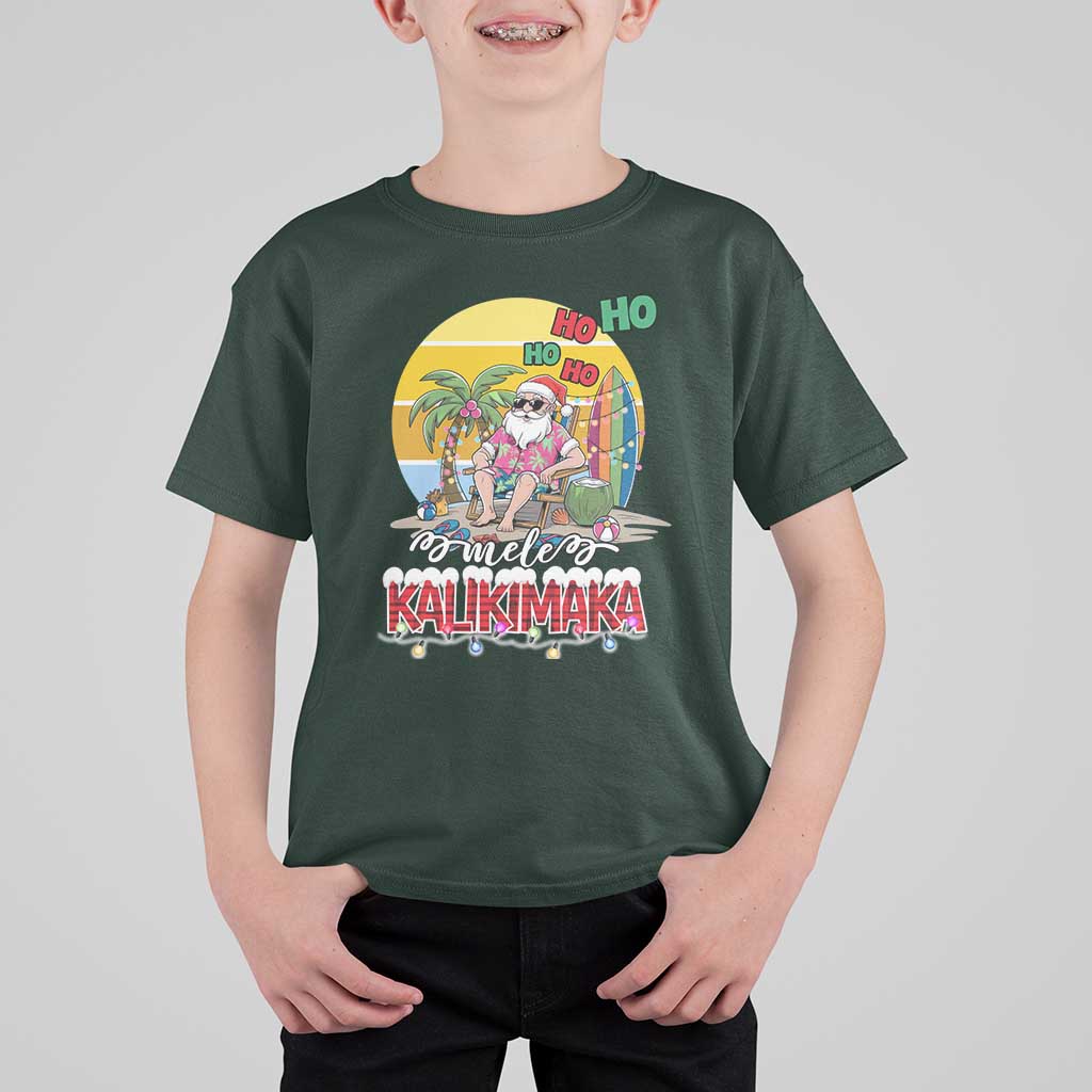 Mele Kalikimaka Hawaiian Christmas In July Hawaii Santa T Shirt For Kid Xmas Family Beach Vacation - Wonder Print Shop