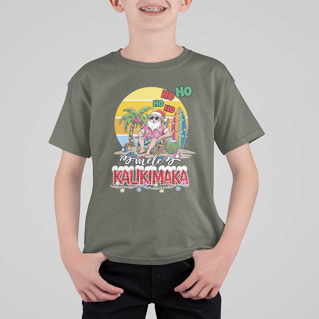 Mele Kalikimaka Hawaiian Christmas In July Hawaii Santa T Shirt For Kid Xmas Family Beach Vacation - Wonder Print Shop