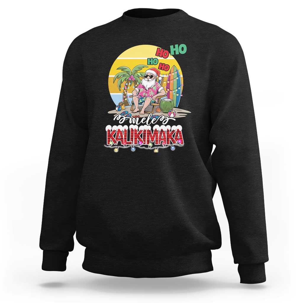 Mele Kalikimaka Hawaiian Christmas In July Hawaii Santa Sweatshirt Xmas Family Beach Vacation - Wonder Print Shop