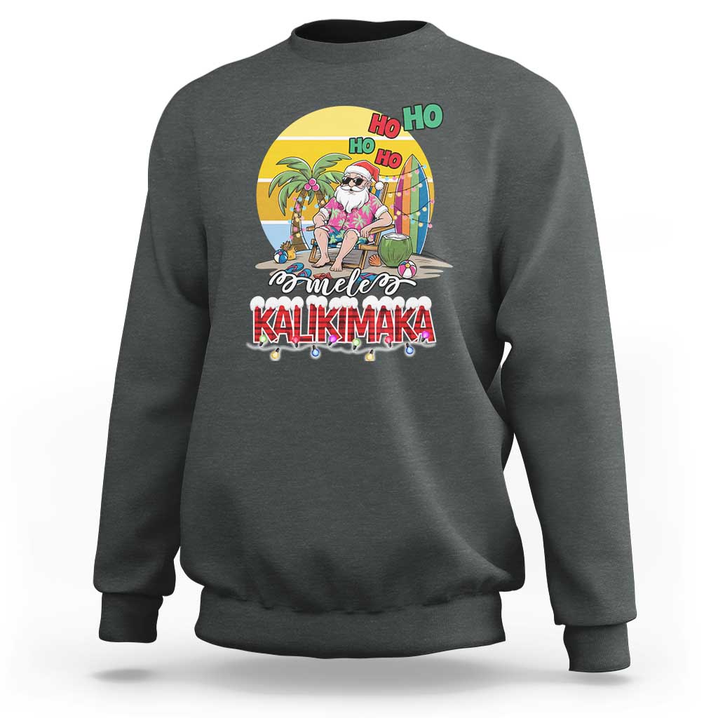 Mele Kalikimaka Hawaiian Christmas In July Hawaii Santa Sweatshirt Xmas Family Beach Vacation - Wonder Print Shop