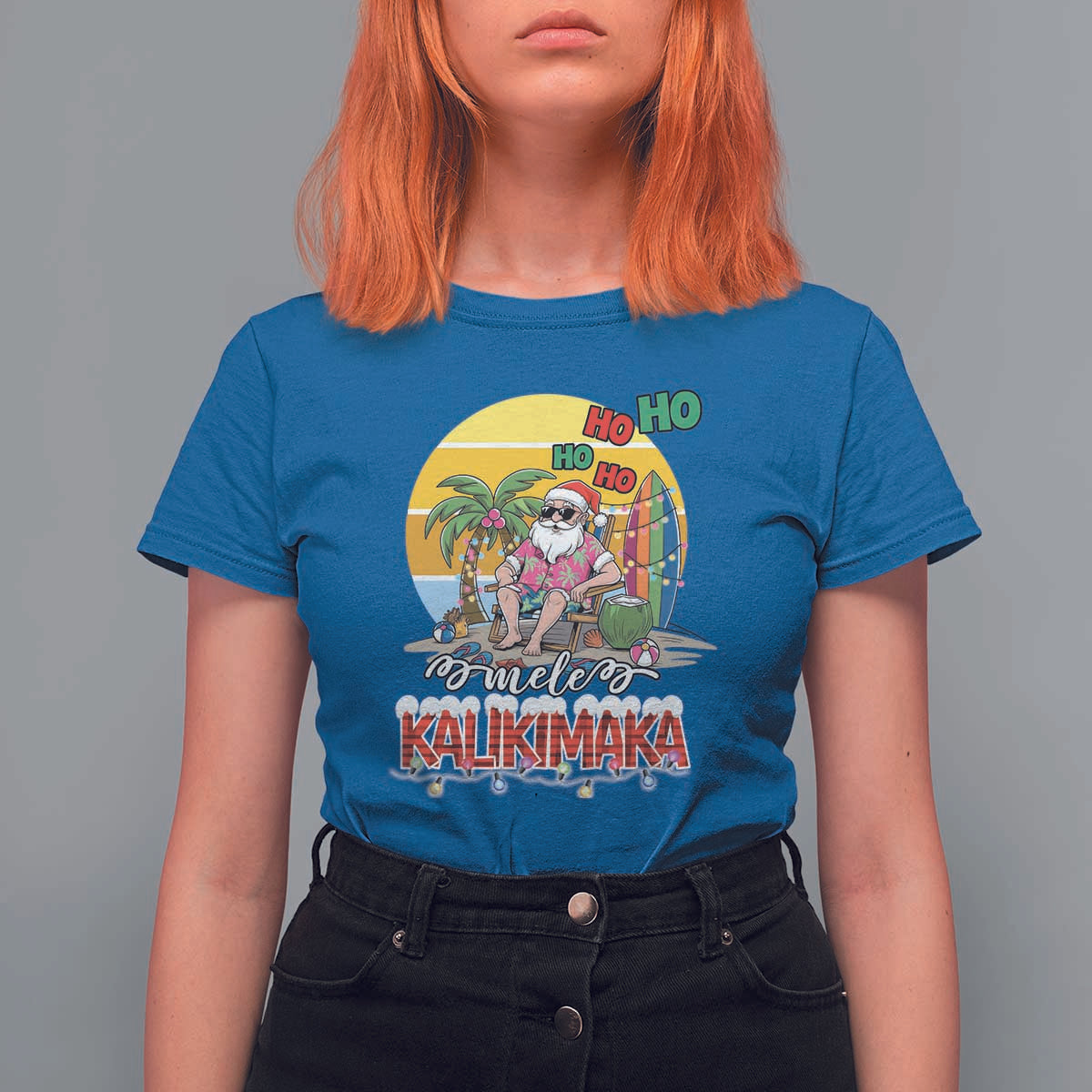 Mele Kalikimaka Hawaiian Christmas In July Hawaii Santa T Shirt For Women Xmas Family Beach Vacation - Wonder Print Shop