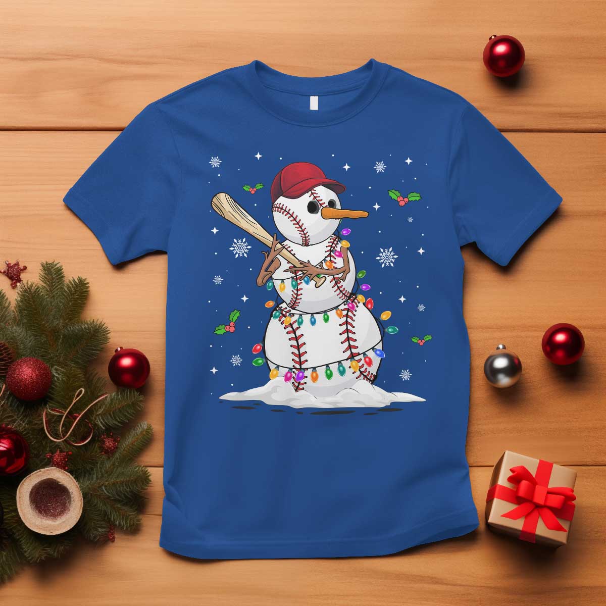 Christmas Baseball Player T Shirt Snowman Balls Xmas Gifts Santa Sports Men Boys - Wonder Print Shop