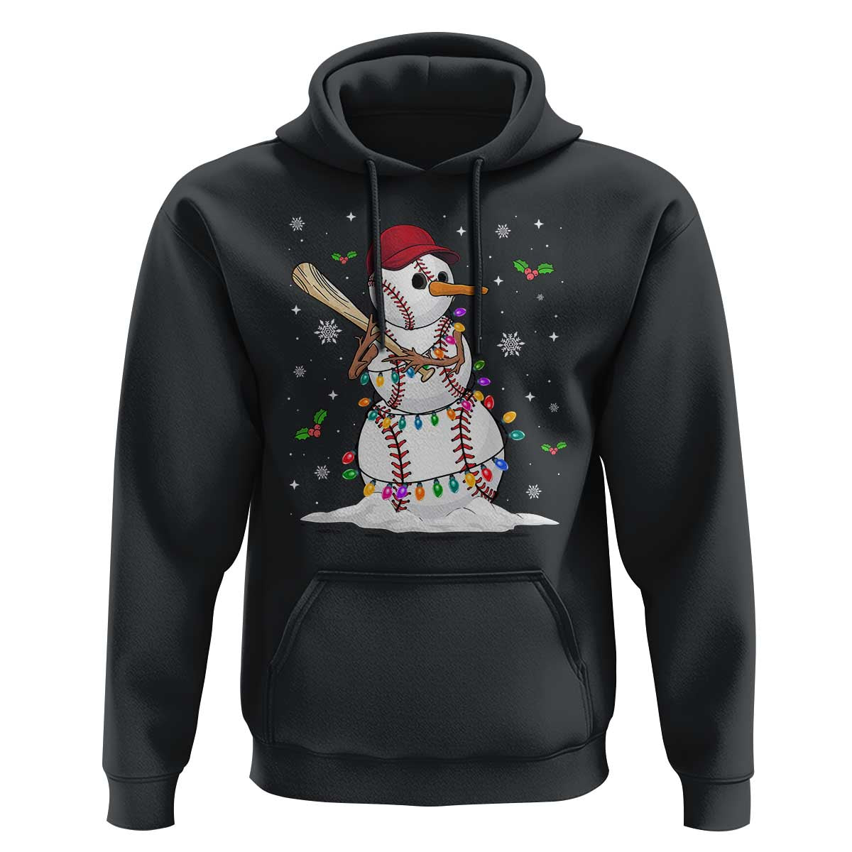 Christmas Baseball Player Hoodie Baseball Snowman Balls Snow Xmas Gifts Santa Sports Gifts For Men Boys