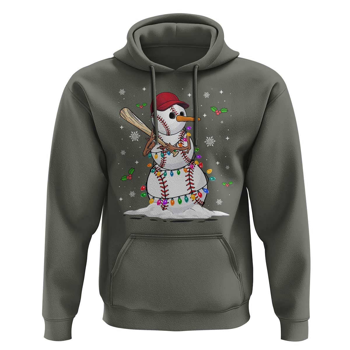 Christmas Baseball Player Hoodie Baseball Snowman Balls Snow Xmas Gifts Santa Sports Gifts For Men Boys