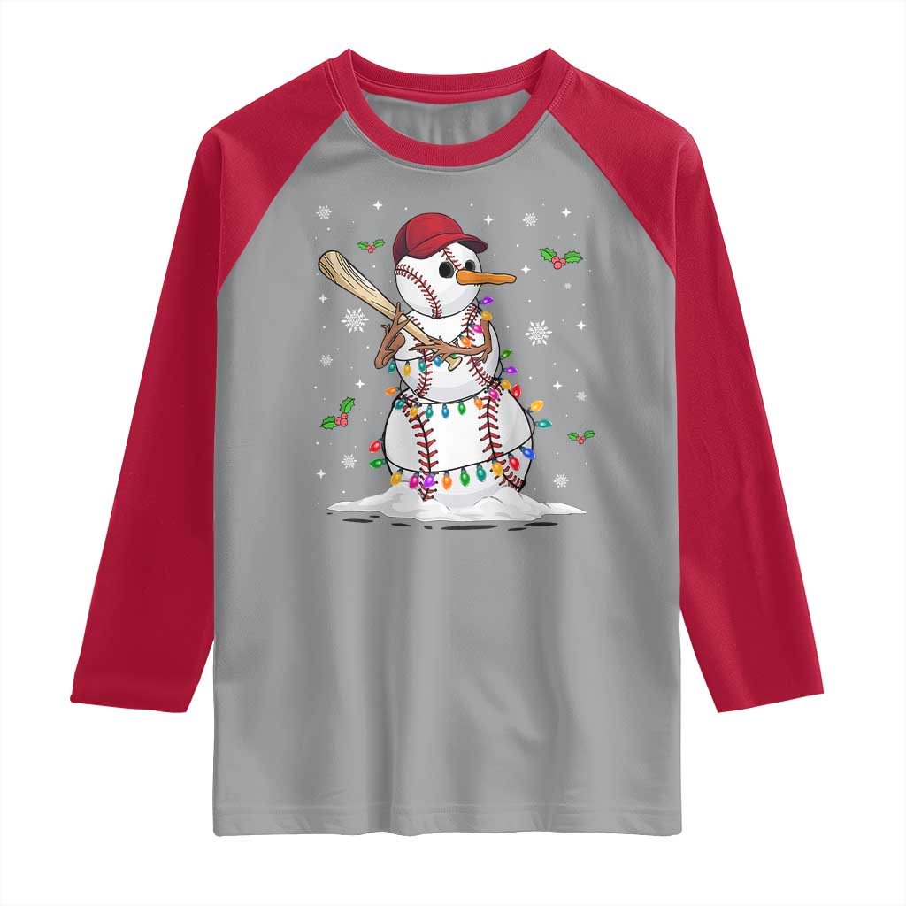 Christmas Baseball Player Raglan Shirt Snowman Balls Xmas Gifts Santa Sports Men Boys
